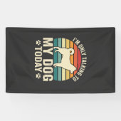 Grappige Hond Praat Retro Zonsondergang Spandoek (Horizontaal)