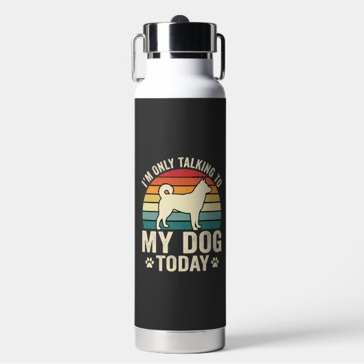 Grappige Hond Praat Retro Zonsondergang Waterfles (Voorkant)