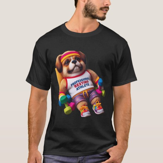 Grappige Hond Professioneel Rustende Atleet T-shirt (Voorkant)