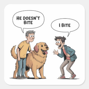 Grappige hond quote cartoon Ik bijt humor Vierkante Sticker