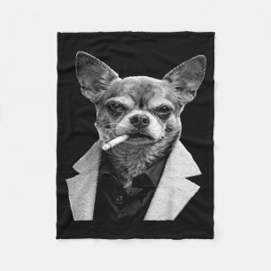 Grappige Hond Rokt Sigaret Chihuahua Meme Humor L Fleece Deken
