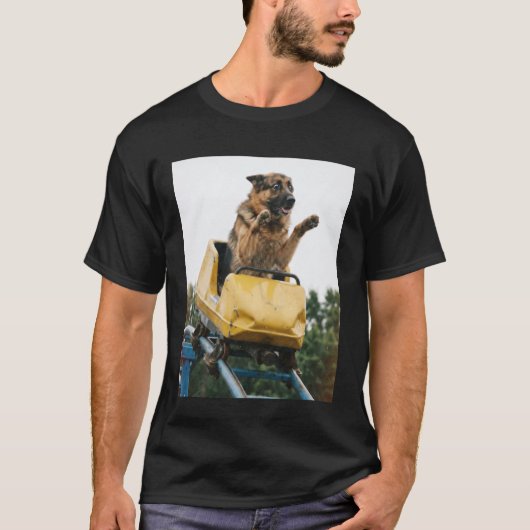 Grappige Hond Roller Coaster Meme Dwaze Grafische T-shirt (Voorkant)