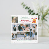 Grappige Hond Rudolph Vrolijk Kerstmis Modern 7 Fo Feestdagenkaart (Staand voorkant)