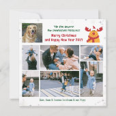 Grappige Hond Rudolph Vrolijk Kerstmis Modern 7 Fo Feestdagenkaart (Voorkant)