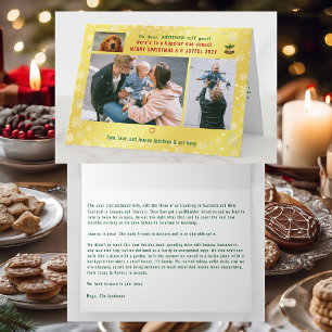 Grappige Hond Ruff Jaar 3 Foto's Vrolijk Xmas Goud Kaart