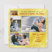 Grappige Hond Ruff Jaar Vrede Liefde Joy 4 Foto's Feestdagenkaart (Voorkant)