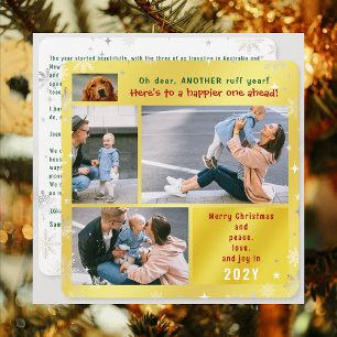 Grappige Hond Ruff Jaar Vrede Liefde Joy 4 Foto's  Feestdagenkaart