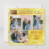 Grappige Hond Ruff Jaar Vrede Liefde Joy Golden 5  Feestdagenkaart (Voorkant)