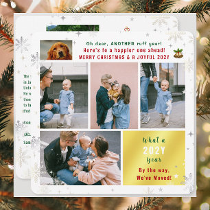 Grappige hond Ruff Jaar We hebben Verhuisd Nieuw H Feestdagenkaart