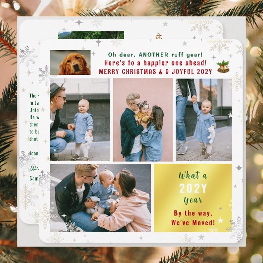Grappige hond Ruff Jaar We hebben Verhuisd Nieuw H Feestdagenkaart