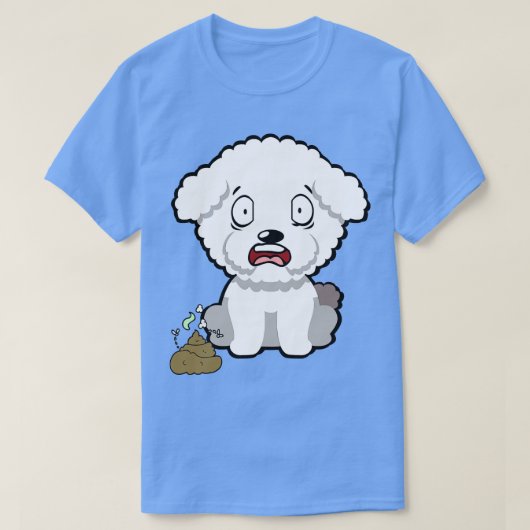 Grappige hond ruikt stinkende poep t-shirt (Design voorkant)