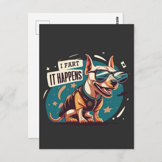 Grappige hond scheet het gebeurt briefkaart (Voorkant / Achterkant)
