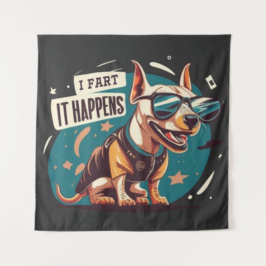 Grappige hond scheet het gebeurt wandkleed (Voorkant)