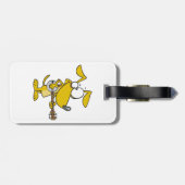 Grappige hond speelt banjo muziek bagagelabel (Achterkant horizontaal)