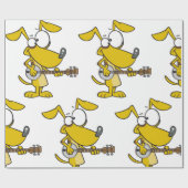 Grappige hond speelt banjo muziek cadeaupapier (Vlak)