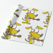 Grappige hond speelt banjo muziek cadeaupapier (Uitgerold)
