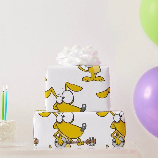 Grappige hond speelt banjo muziek cadeaupapier
