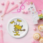 Grappige hond speelt banjo muziek papieren bordje (Feest)