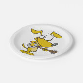 Grappige hond speelt banjo muziek papieren bordje (Gekanteld)