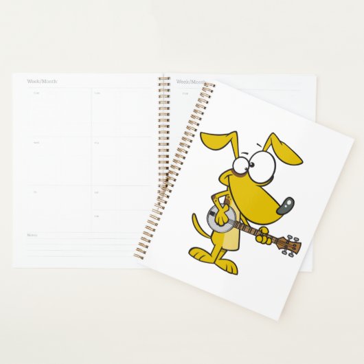Grappige hond speelt banjo muziek planner (Display)