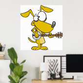 Grappige hond speelt banjo muziek poster (Thuiskantoor)