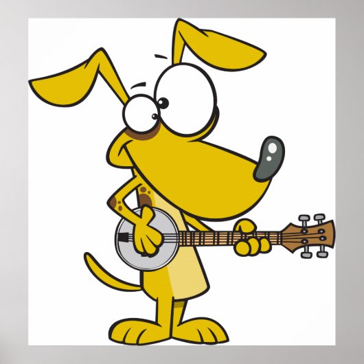 Grappige hond speelt banjo muziek poster (Voorkant)