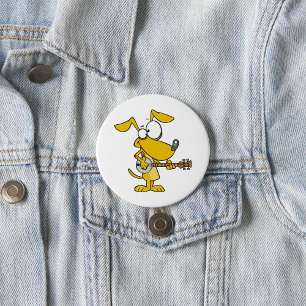 Grappige hond speelt banjo muziek ronde button 7,6 cm