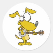 Grappige hond speelt banjo muziek ronde sticker (Voorkant)