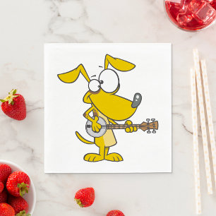 Grappige hond speelt banjo muziek servet