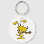 Grappige hond speelt banjo muziek sleutelhanger (Achterkant)