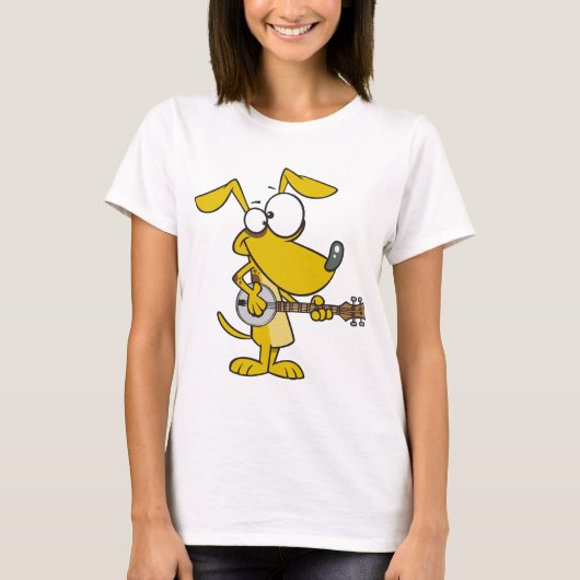 Grappige hond speelt banjo muziek t-shirt (Voorkant)