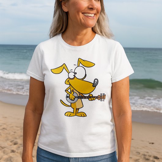 Grappige hond speelt banjo muziek t-shirt