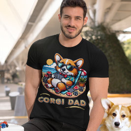 Grappige hond spelen poker corgi papa t-shirt