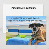 Grappige hond tennis ballen pensioen elke gelegenh feestdagenkaart (Voorkant / Achterkant)