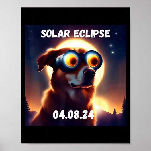 Grappige Hond Totale Zonsverduistering Bril Poster (Voorkant)