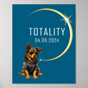 Grappige Hond Totale Zonsverduistering Totaliteit Poster