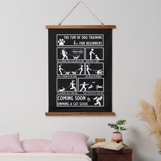 Grappige hond training instructie handleiding hangend wandkleed (Slaapkamer)