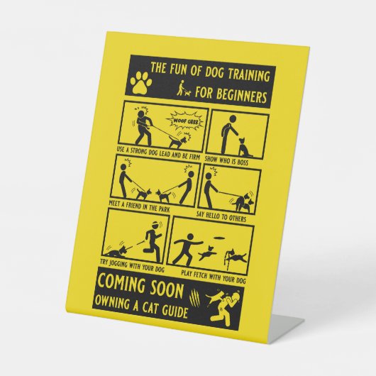 Grappige hond training instructie handleiding reclamebord met voetstuk (Voorkant)