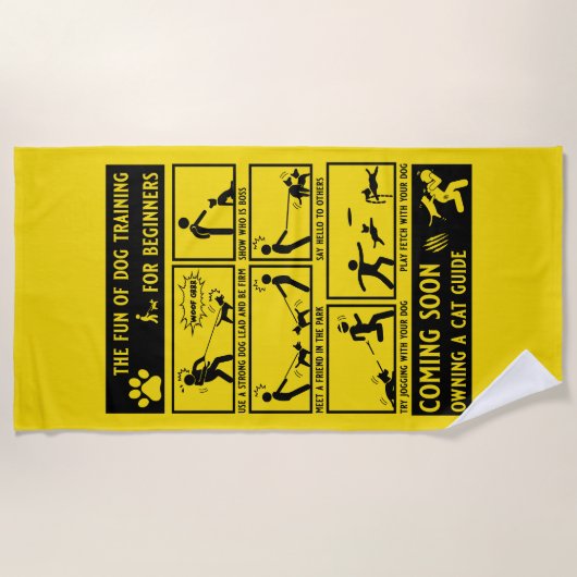 Grappige hond training instructie handleiding strandlaken (Voorkant)