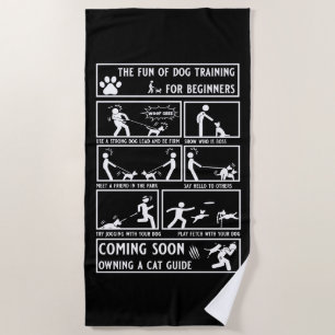 Grappige hond training instructie handleiding strandlaken