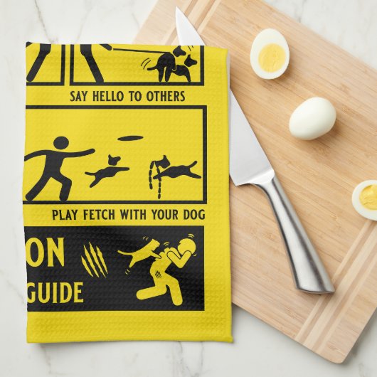 Grappige hond training instructie handleiding theedoek (Quarter Fold)