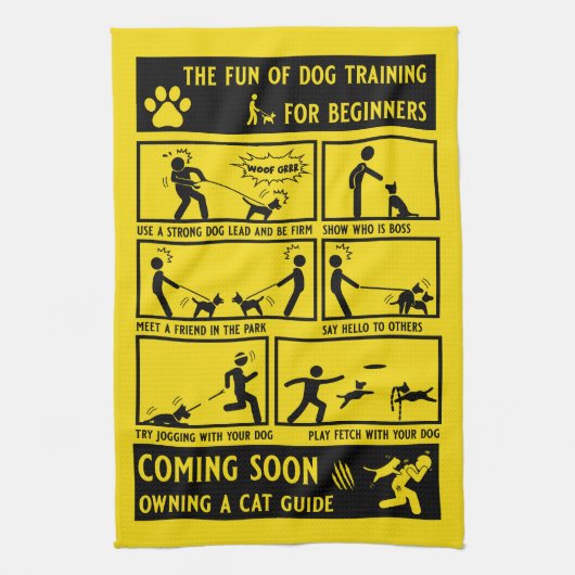 Grappige hond training instructie handleiding theedoek (Verticaal)