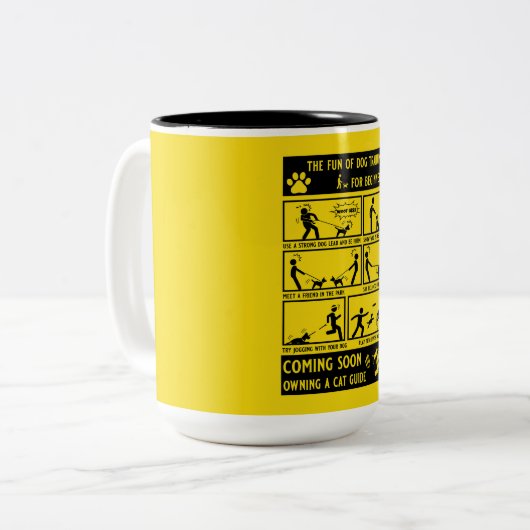 Grappige hond training instructie handleiding tweekleurige koffiemok (Voorkant links)
