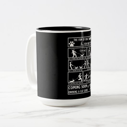 Grappige hond training instructie handleiding tweekleurige koffiemok (Voorkant links)