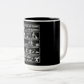 Grappige hond training instructie handleiding tweekleurige koffiemok (Voorkant rechts)