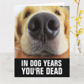GRAPPIGE HOND VERJAARDAG HOND KAART (Gele Bloem)