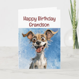 Grappige Hond Verjaardag Kleinzoon Kinderen Kaart