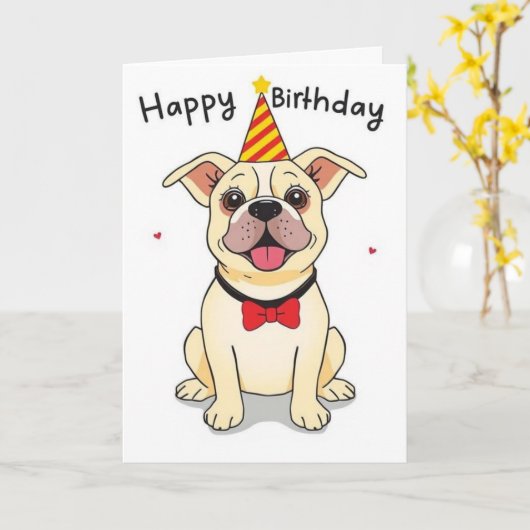 Grappige hond verjaardagskaarten kaart (Gele Bloem)