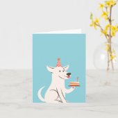 Grappige hond verjaardagstaart kaart (Gele Bloem)