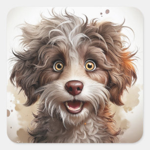 grappige hond vierkante sticker